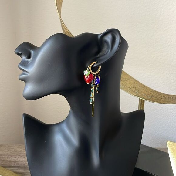 Colorful Heart and Bead Earrings N1062 - Picture 4 of 4